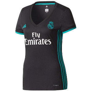 Camiseta Real Madrid para mujer 2017 2018 segunda equipación con con logo Fly Emirates
