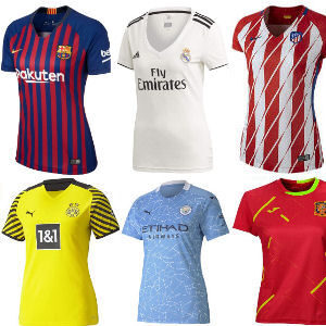 Camisetas de clubes de futbol femenino españoles. europeos y selecciones internacionales
